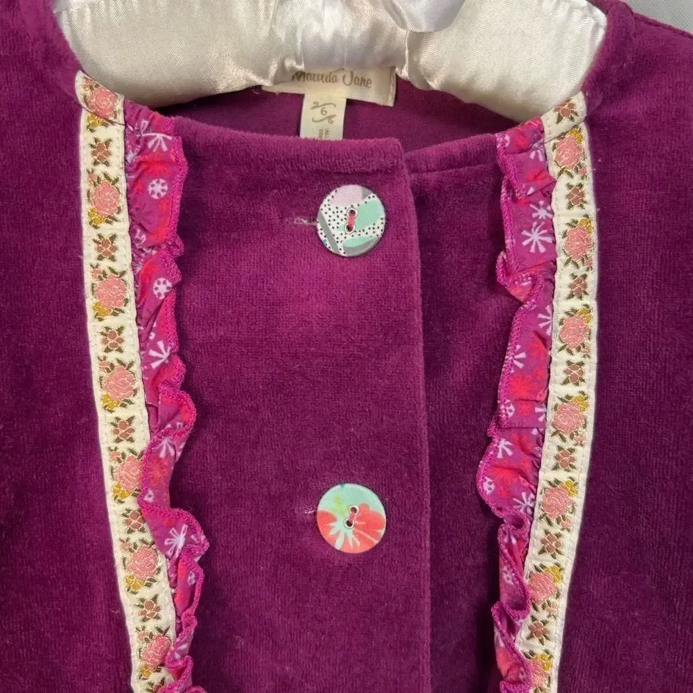 Matilda Jane Joslyn Purple velour jacket size 6